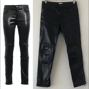 New Giambattista Valli Giamba vegan leather moto patch ankle zip cropped trouser